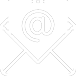 A white outline icon of an open envelope with an "@" symbol on a letter inside, set against a light gray background.